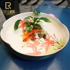 包邮陶瓷客厅水培养金鱼乌龟缸景德镇大号创意摆件桌面小型鱼盆