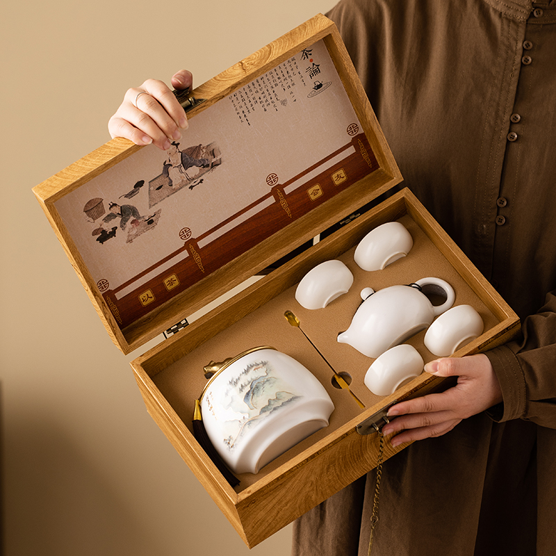 高档复古陶瓷茶叶罐礼盒装空盒红茶白茶绿茶通用茶叶包装礼盒定制