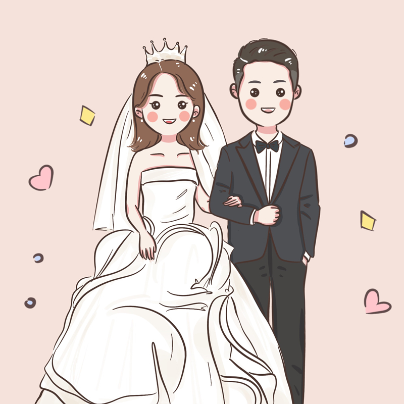 情侣头像彩色笔画卡通人物照片婚礼立牌迎宾设计手绘真人漫画 原价21.