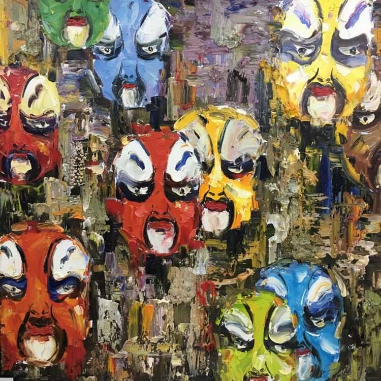 【双十二】詹钟《脸谱系列》100*100cm 布面油画