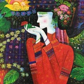 6次出价结束05月22日 22:00成交价06600唐毅峰 《粉色佳人》 100*