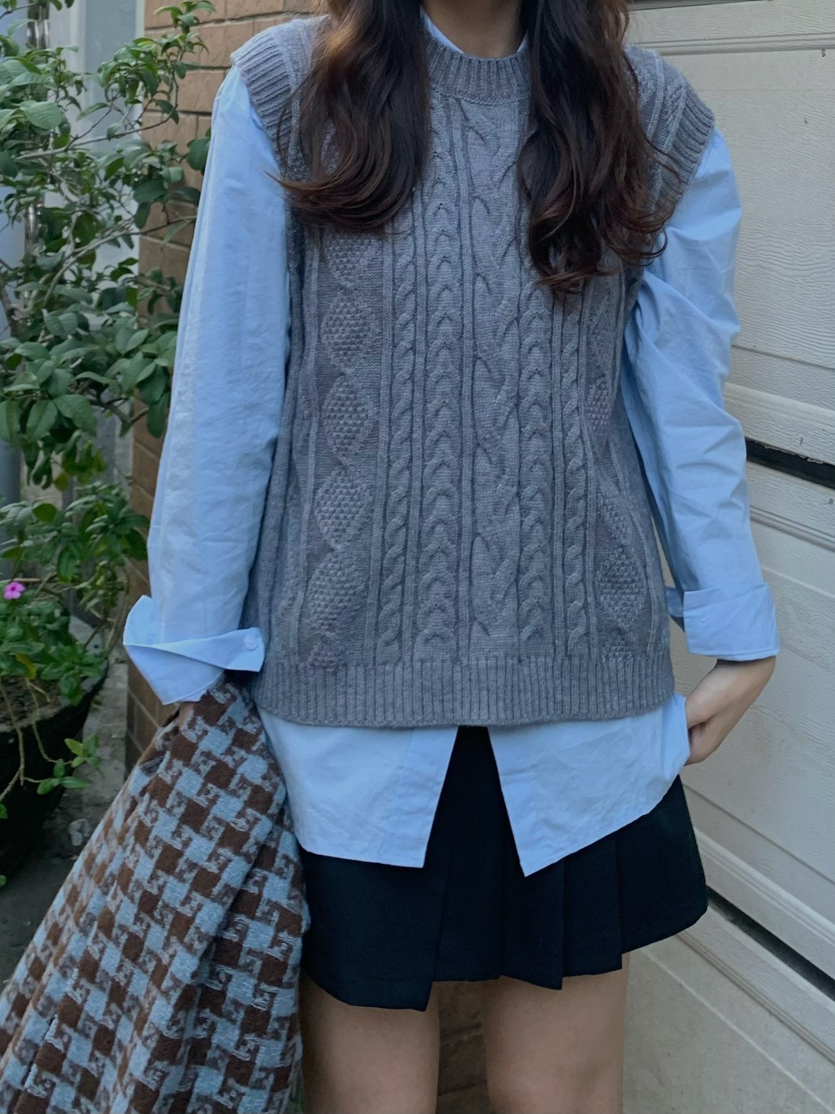 asamllshop针织马甲背心女2022秋冬新款日系慵懒外搭叠穿毛衣上衣