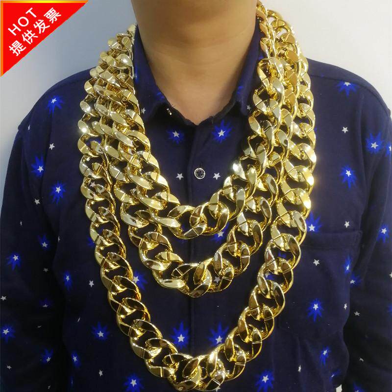 欧美嘻哈塑料仿金大链子粗项链男女表演年会抖音拍视频土豪金加长