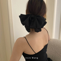 高级的法式~黑色大蝴蝶结发夹女刘海夹发卡发饰头饰后脑勺ins新款