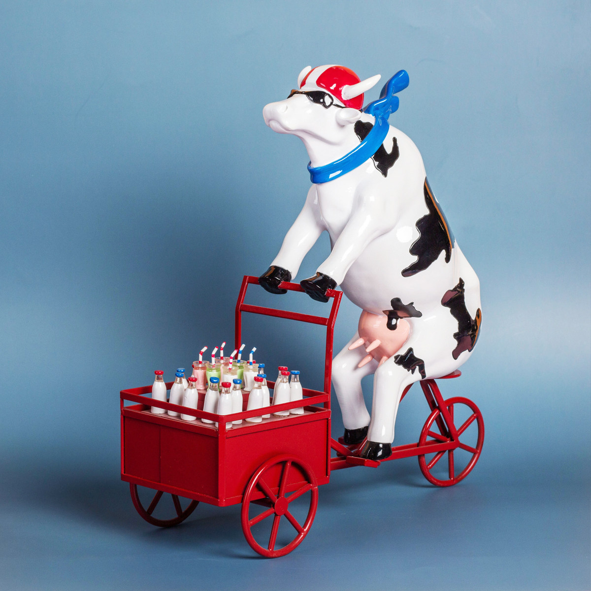 哈比工坊 手绘艺术牛创意家居摆件骑车牛乔迁新居礼物新婚礼物