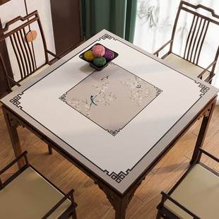 新中式八仙桌垫皮革桌布防水防油免洗自动麻将方桌正方形餐桌垫子