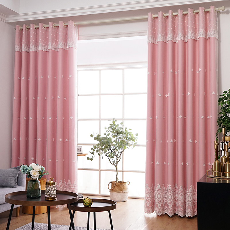 窗帘遮光现代简约田园风双层卧室飘窗纯色温馨大气客厅成品窗帘布