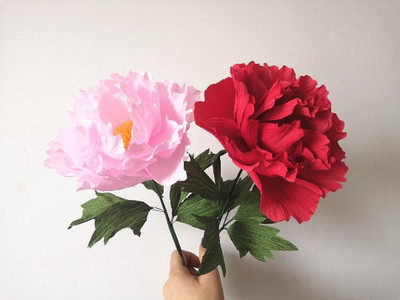 皱纹纸牡丹成品花手工diy手作纸艺皱卷纸花手工作业情人节褶皱纸