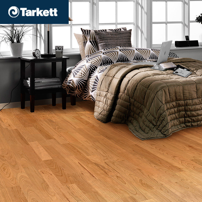 欧洲原装进口tarkett得嘉三层实木地板salsa樱桃木三拼自然色