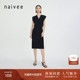 商场同款naivee纳薇24夏新款时髦通勤V领修身无袖包臀针织连衣裙