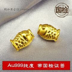 3D硬金金鱼鲤鱼转运珠Au999足金黄金饰品24K纯金首饰手链串珠手绳