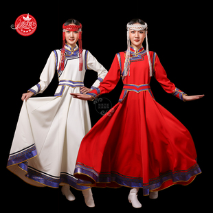 新款蒙古服装女民族风蒙族成人服饰表演出服舞蹈内蒙袍草大摆长裙