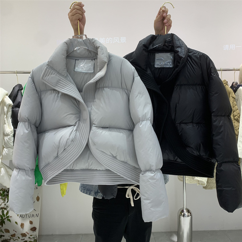 欧洲站鹅绒羽绒服女短款2022冬季新款欧货廓形设计感小众加厚外套