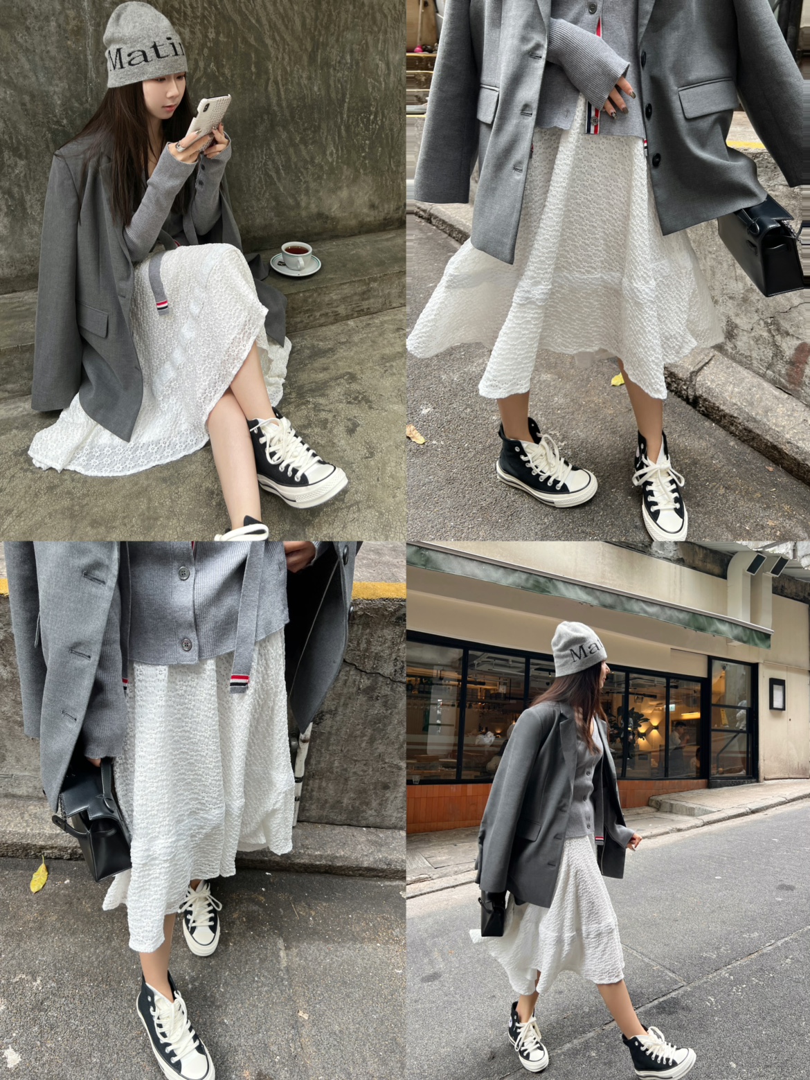 MAKI STUDIO 超chic小众设计24早春新款 蕾丝白色半身裙A字裙