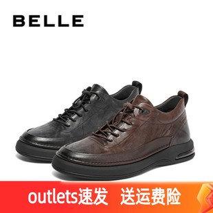 Belle/百丽男鞋2024新款牛皮厚底高帮鞋男商务皮鞋休闲男8CS01DM3