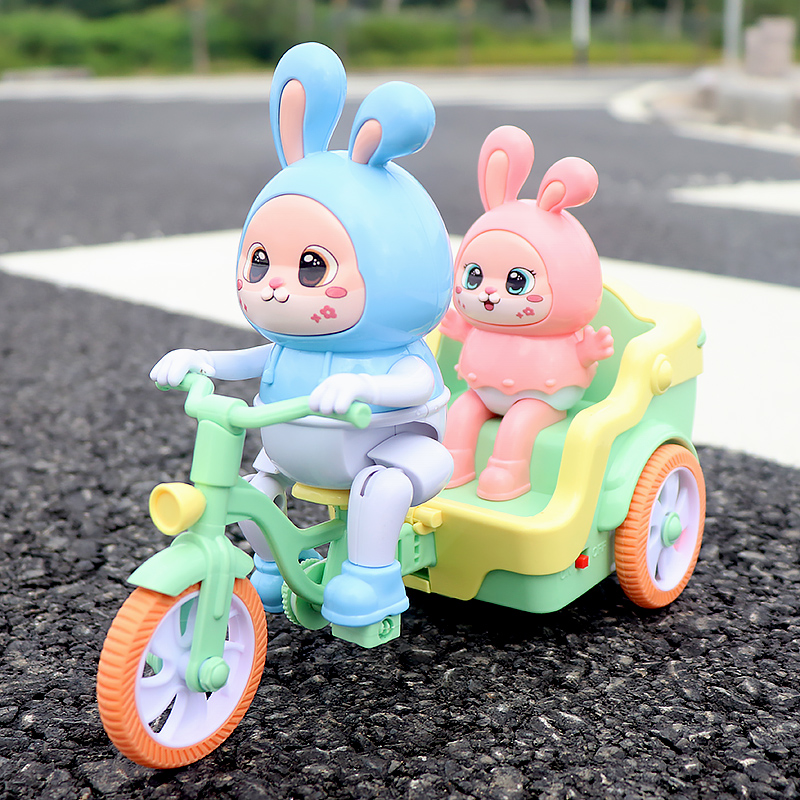 儿童电动玩具小兔子蹬三轮车0-1一3岁音乐骑车会转圈宝宝男孩女孩