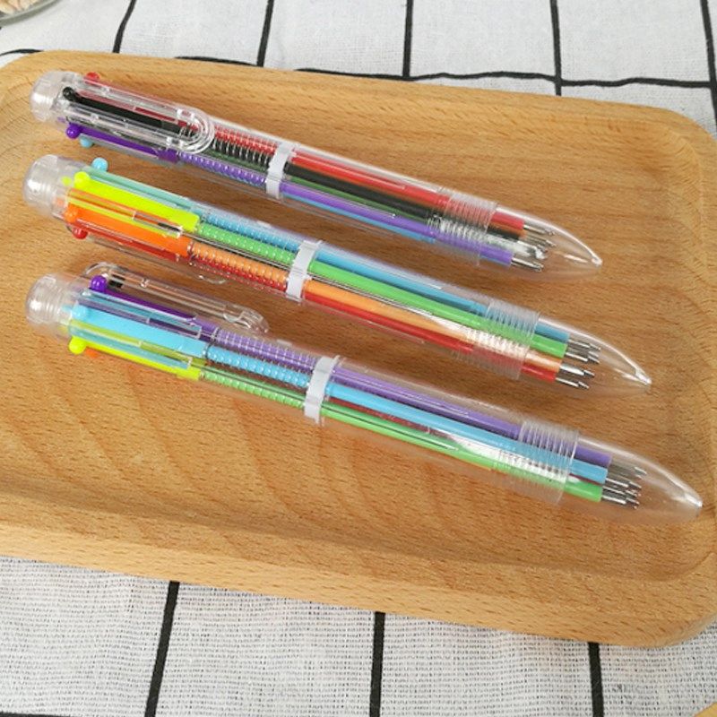 展示与对比:可爱多种颜色的圆珠笔多头多功能按动多彩色6色10色12色多