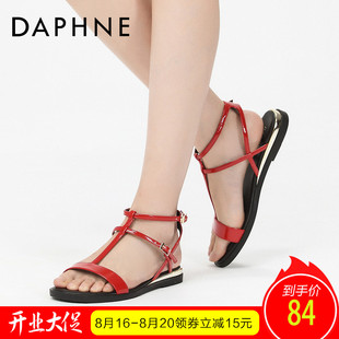 lv達芙妮在老佛爺能買到嗎 Daphne 達芙妮20新品歐美平底扣帶女鞋 性感露趾涼鞋 lv達芙妮