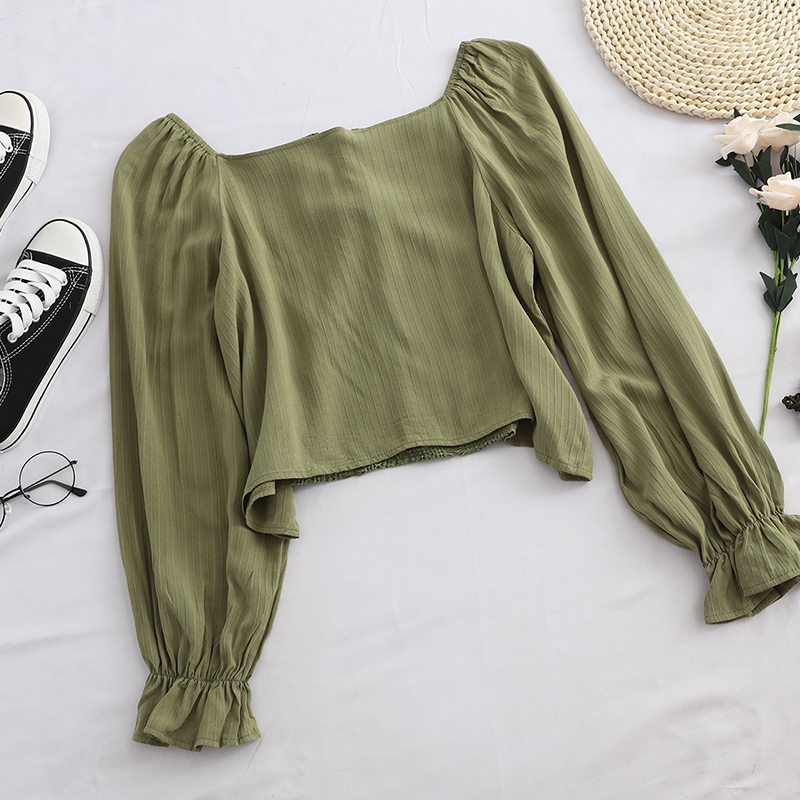 one word strapless jacket 2019 Autumn new pattern By age Show thin Frenum crochet pagoda sleeve have cash less than that is registered in the accounts shirtin the Women's clothing/Boutique , Shirt category - from Buy2taobao.com to provide professional Taobao agent buy service