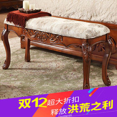 美式实木床尾凳 床前凳 美式长凳 欧式床尾凳 换鞋凳 布艺床尾椅