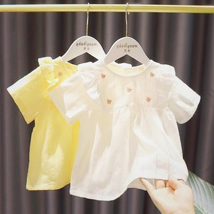 夏装新款3女童1-6岁女宝宝韩版纯棉透气上衣女婴儿童小清新娃娃衫
