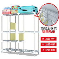 25MM不锈钢架简易布衣柜钢管加粗加固双人加厚牛津布艺全封闭衣橱