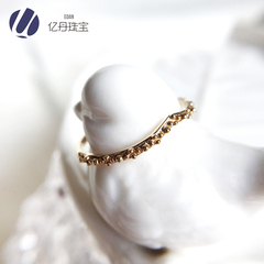 亿丹珠宝 18k素金戒指礼物自戴设计款V型修饰手型送女友正品