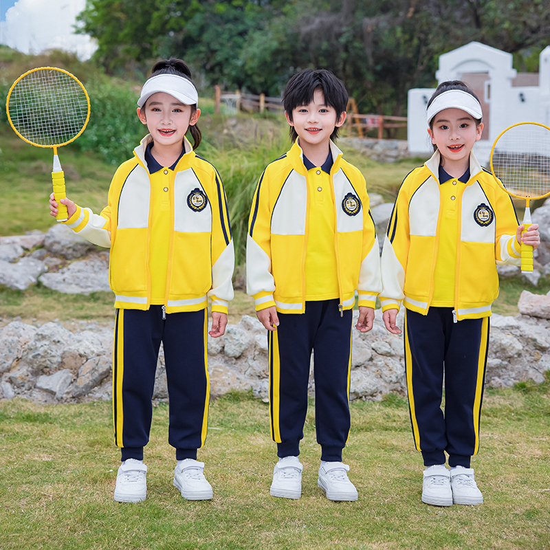 校服套装小学生黄色三件套运动会一年级儿童班服幼儿园园服老师