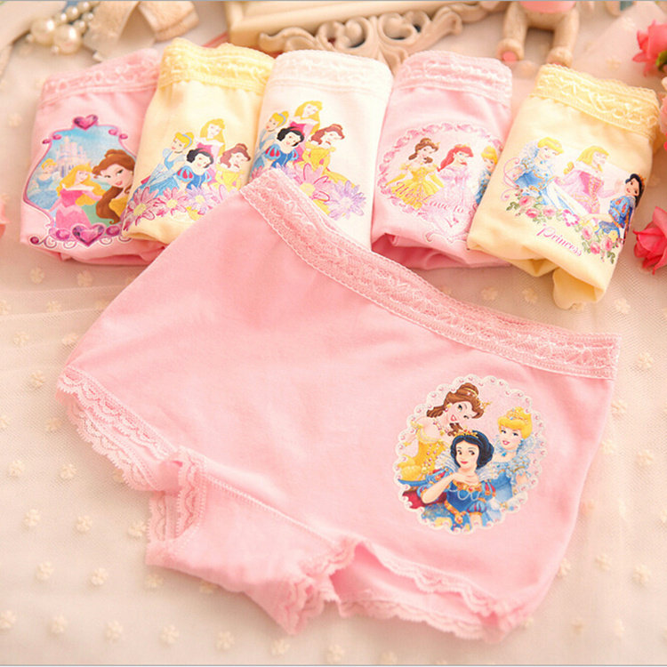 舒适卡通白雪公主内裤女童平角中大童学生儿童蕾丝纯棉女孩内裤