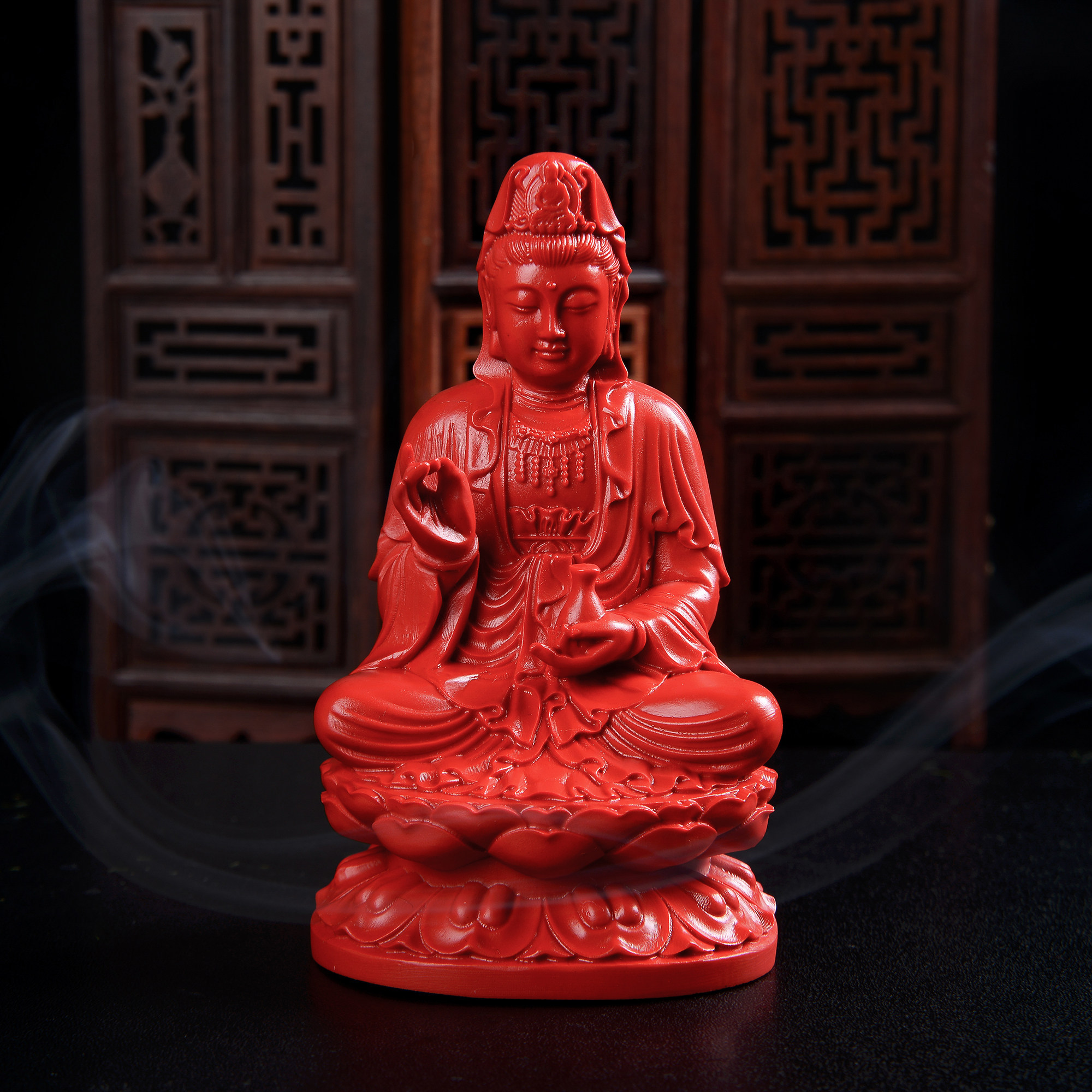 天然朱砂观音菩萨摆件原矿原石招财镇宅佛祖神像佛像项链手镯戒指