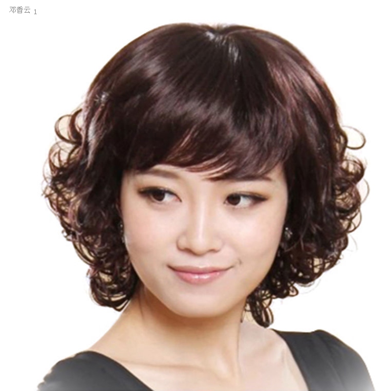 遮白发小卷发老年假发真发送妈妈中年女士短卷发自然蓬松逼真仿真