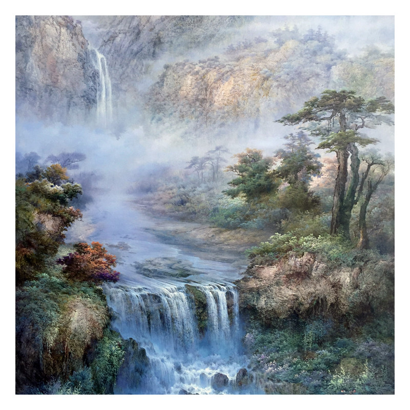 黄清风 《细水长流》台湾画家100*150cm原创巨幅 布面油彩