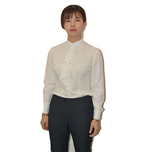晶斯侯平安职业装长袖女衬衫女士银行工作服女装白色衬衣大码制服