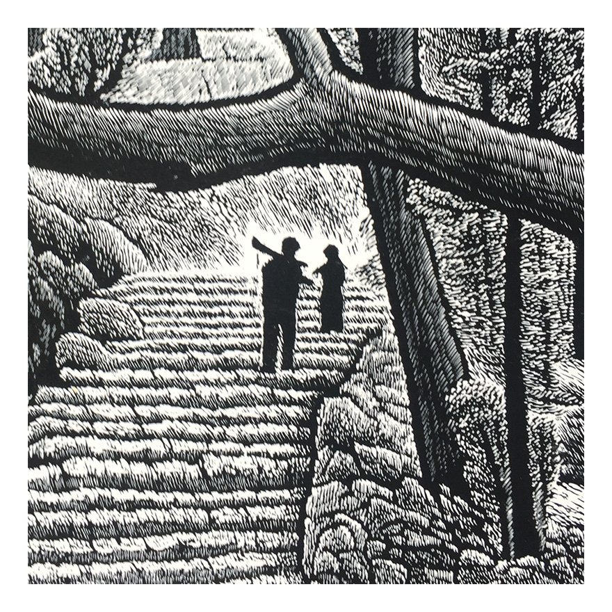 【版画】罗保根《乡情之二》 绝版木刻