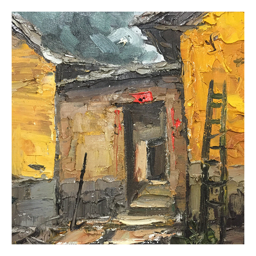 栾金宝《老房子》布面油画