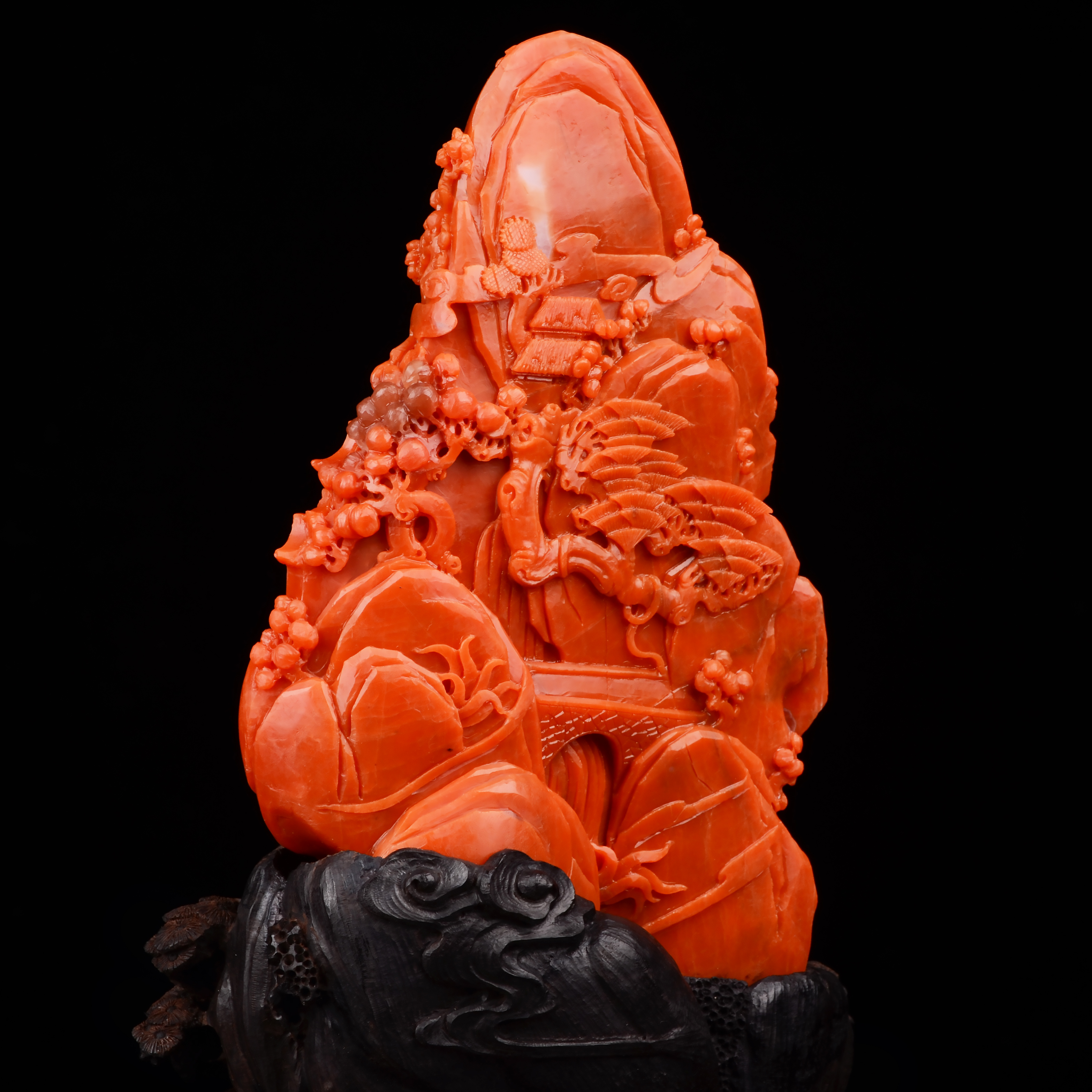 419g《张卓大师保山柿子红》天然极品南红玛瑙走马上任摆件