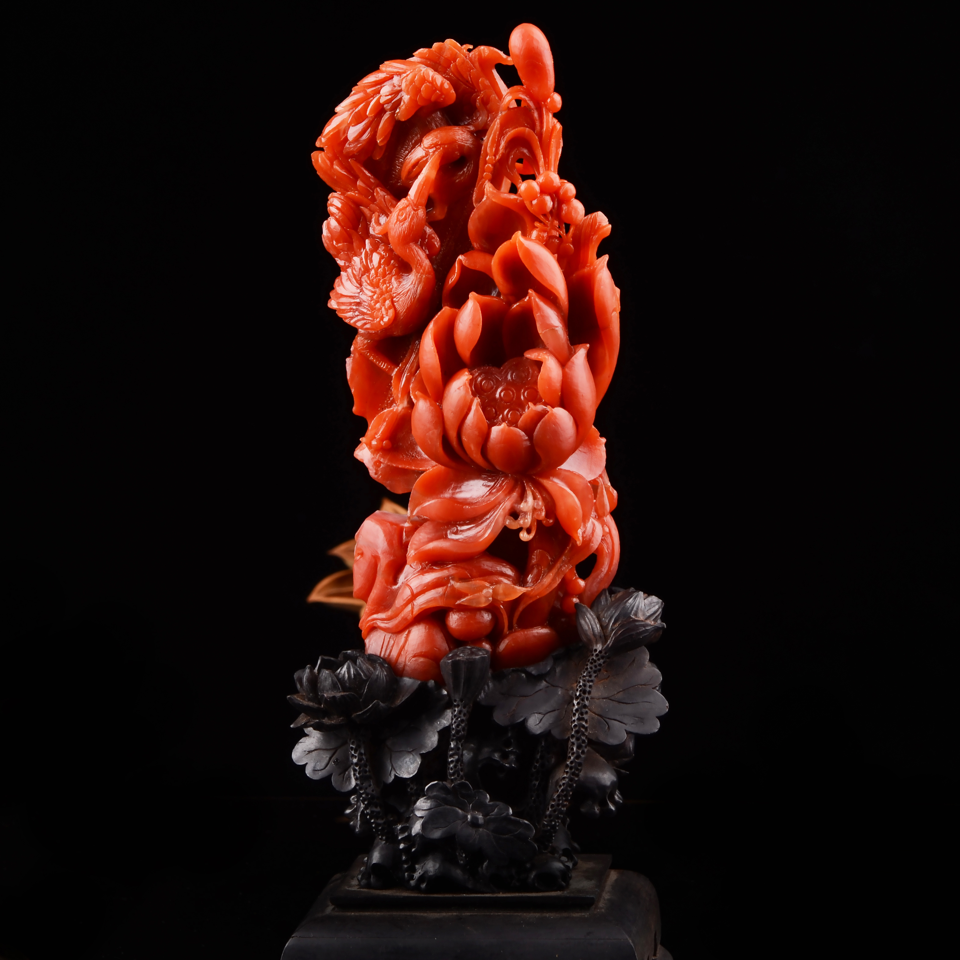 465g【保山老南红】天然收藏级南红玛瑙一路连科摆件