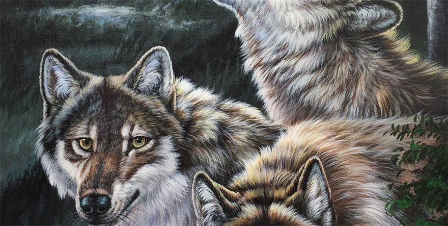 贺向华《狼群》布面油画