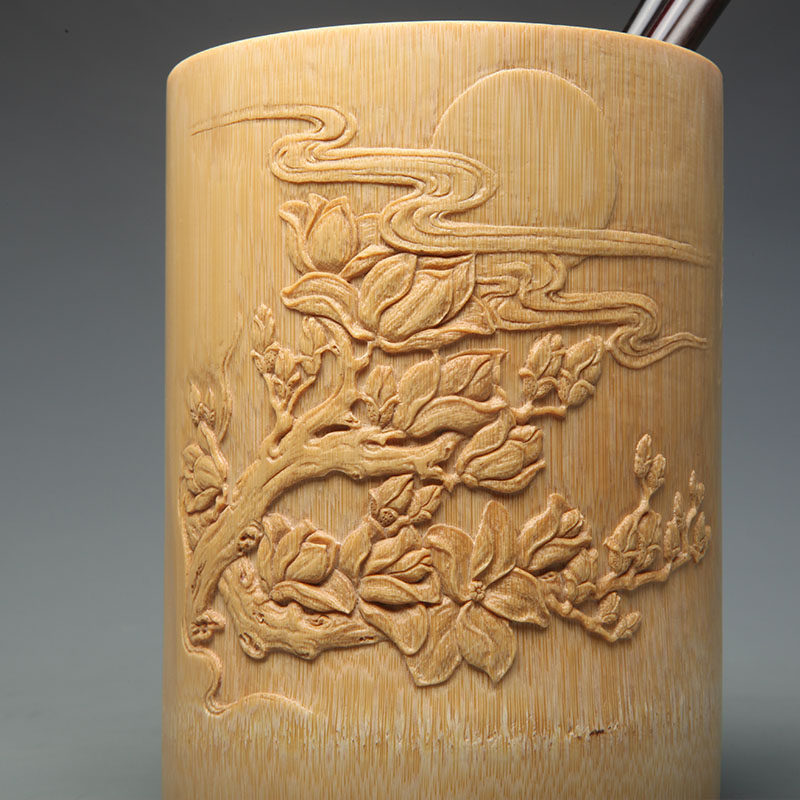 工艺臻品指尖传承第十九期 野生毛竹 精工细作竹笔筒【木兰花慢】文玩