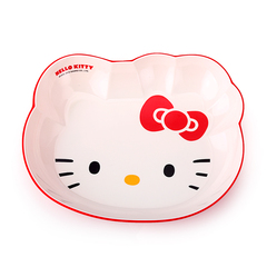 五和hellokitty儿童密胺餐具宝宝碗盘水杯调羹可爱贴花KT-198猫盘