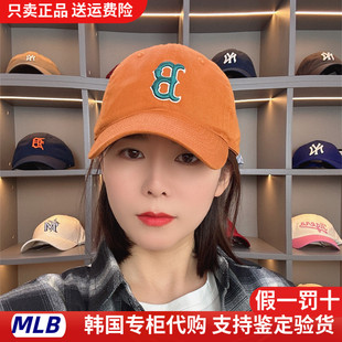 韩国MLB帽子棕色B标刺绣字母软顶鸭舌帽休闲明星同款棒球帽新CP66