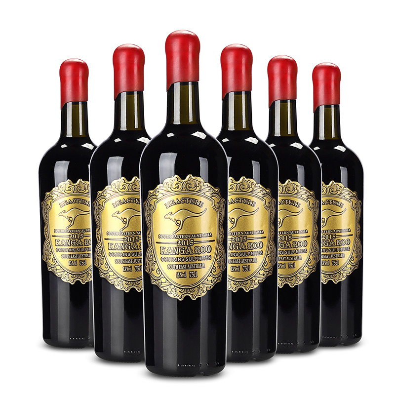 整箱6瓶澳洲原瓶进口金袋鼠西拉干红葡萄酒13度750ml澳洲红酒