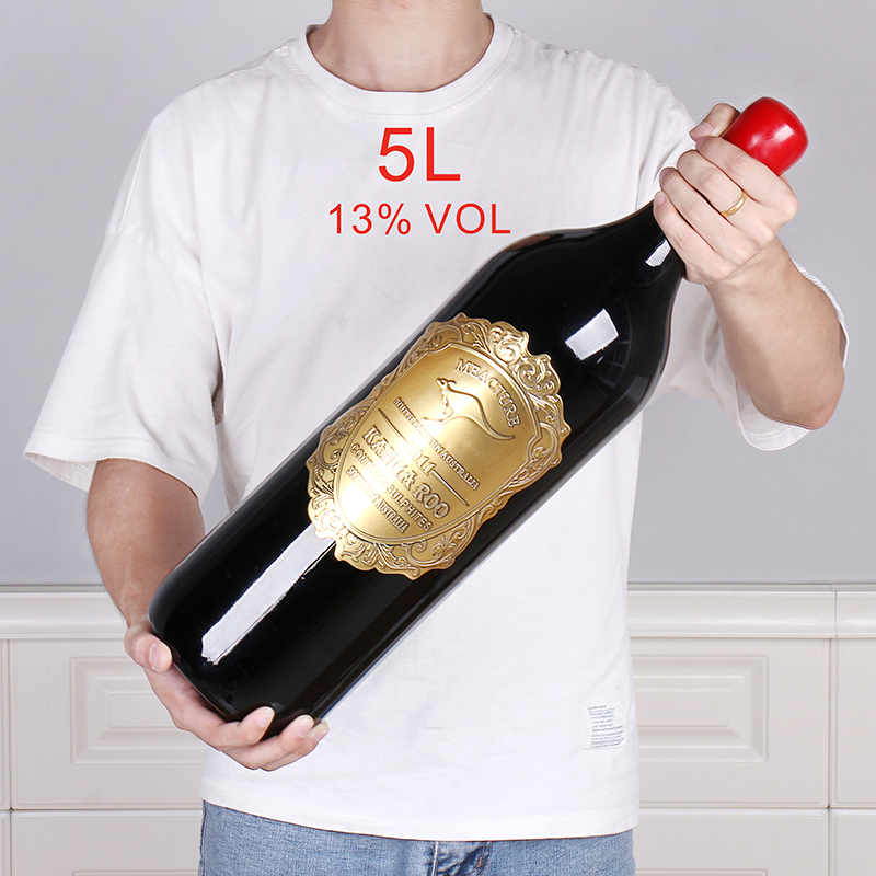 5L超大瓶红酒10斤澳洲原瓶进口袋鼠西拉干红葡萄酒聚餐摆设送礼