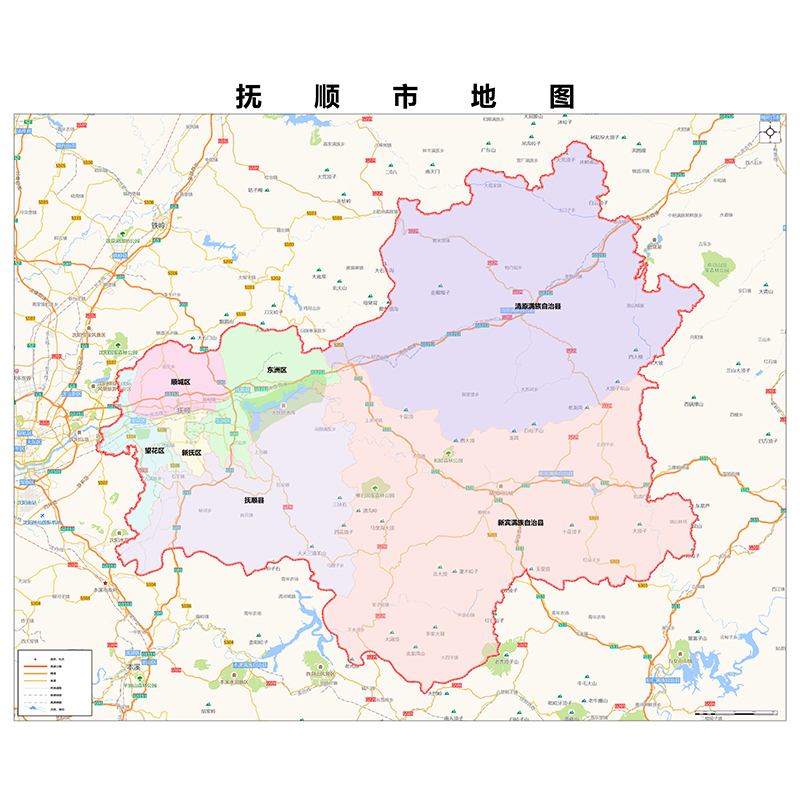 2020新款抚顺市地图贴图 办公室挂图 高清防水墙壁装饰画定制地图