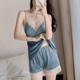 2023年新款性感睡衣女夏季薄款两件套带胸垫蕾丝吊带短裤两件套装