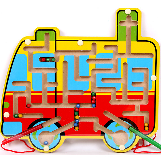 木制磁性磁铁运笔迷宫走珠子宝宝1-2-3-4岁幼儿童益智力桌面玩具