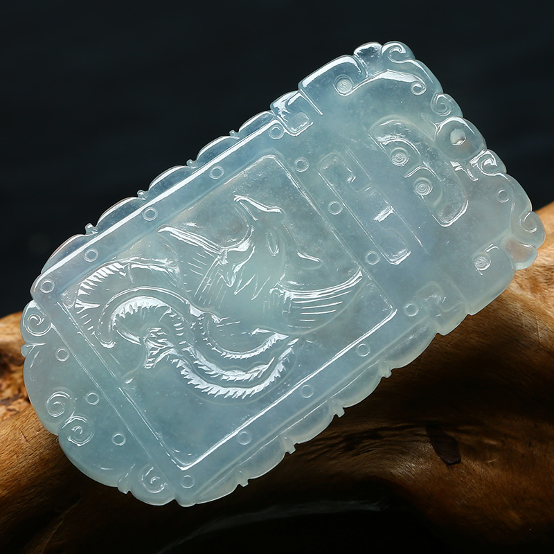 【源头好货-平洲】冰糯种翡翠仿古凤牌 15.40克