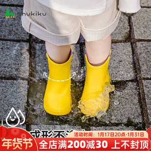 儿童雨鞋日本SHUKIKU雨靴女童宝宝防滑男童胶鞋小学生水鞋幼儿园