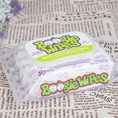 现货美国Boogie Wipes婴儿卫生湿巾/鼻涕虫湿纸巾/湿巾30抽无香味