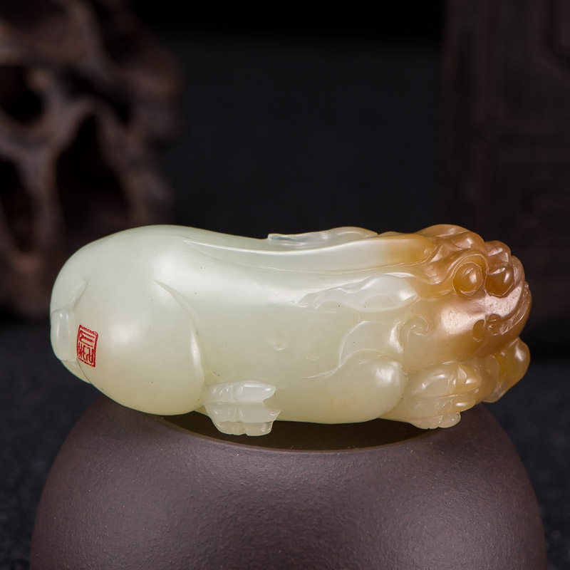 [源头好货-镇平]吴春强玉雕工作室 和田玉招财貔貅挂件 48.00g